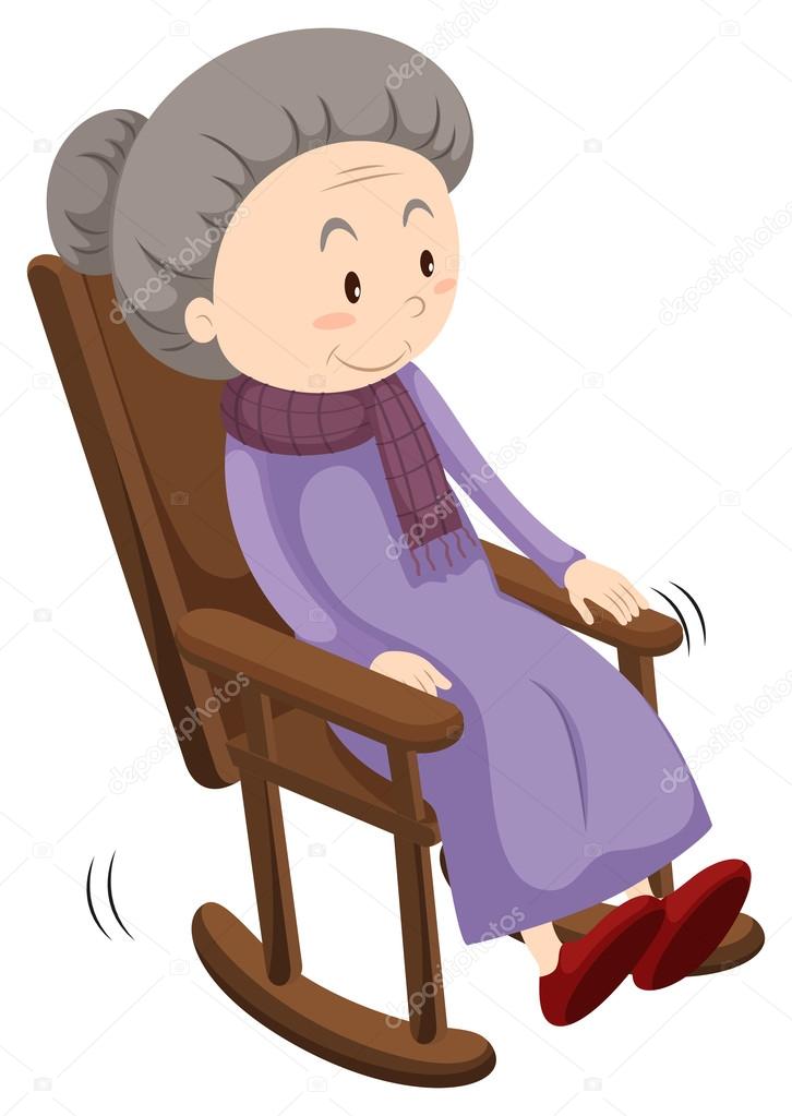 Old lady on rocking chair
