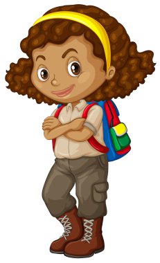 Sırt çantası ile Afrikalı-Amerikalı kız