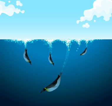 Okyanusun altında Yüzme penguenler