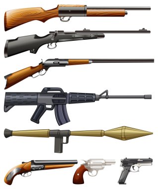 Different kind of fireguns clipart