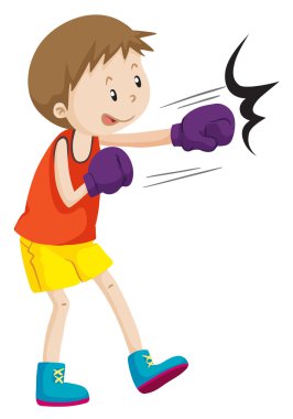 Boks eldiven giyen çocuk