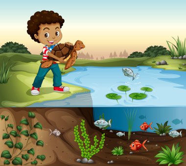 Boy ve Kaplumbağayı havuz
