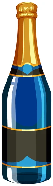 Botella de champán en color azul — Vector de stock