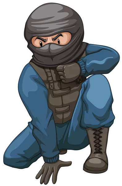 Terrorist dragen zwart masker — Stockvector