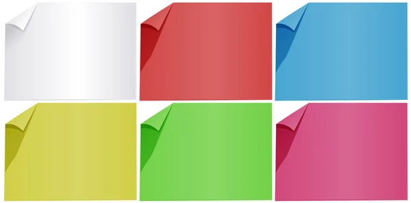 Λευκά χαρτιά σε έξι χρώματα — Διανυσματικό Αρχείο