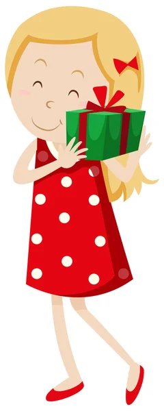 Cute girl with present box — Stock Vector