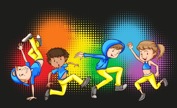 Children doing hip hop dance — Stock Vector