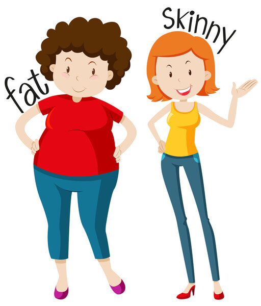 Противоположные прилагательные с жирным и тощим
