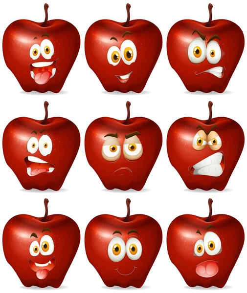 Red apple with facial expression — Stock Vector