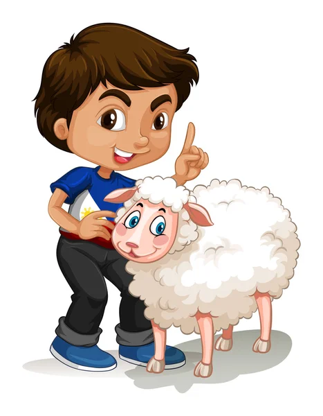 Мальчик и овца — стоковый вектор