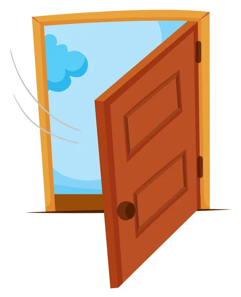 Wooden door being opened — Stock Vector