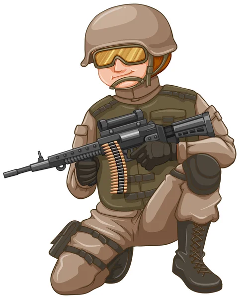 Soldado con rifle — Vector de stock