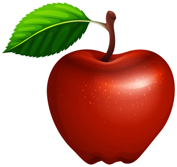 Roter Apfel mit Blatt und Stiel — Stockvektor
