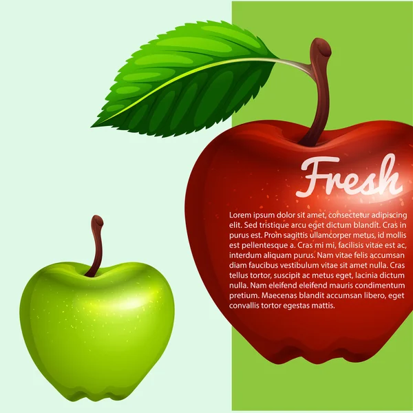 Desain poster dengan apel segar - Stok Vektor