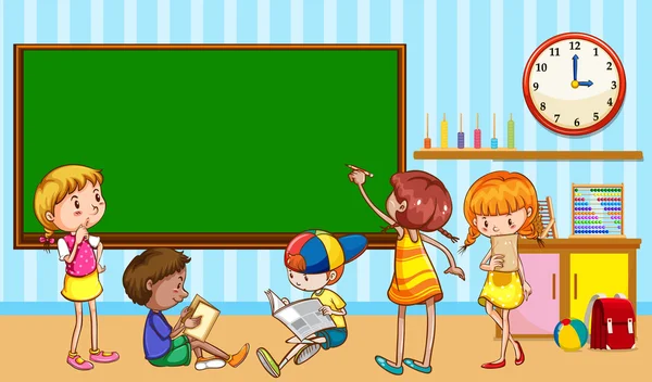 Niños aprendiendo en el aula — Vector de stock