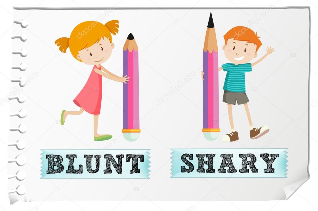 Opposite adjectives blunt and sharp Stock Vector Image by ...