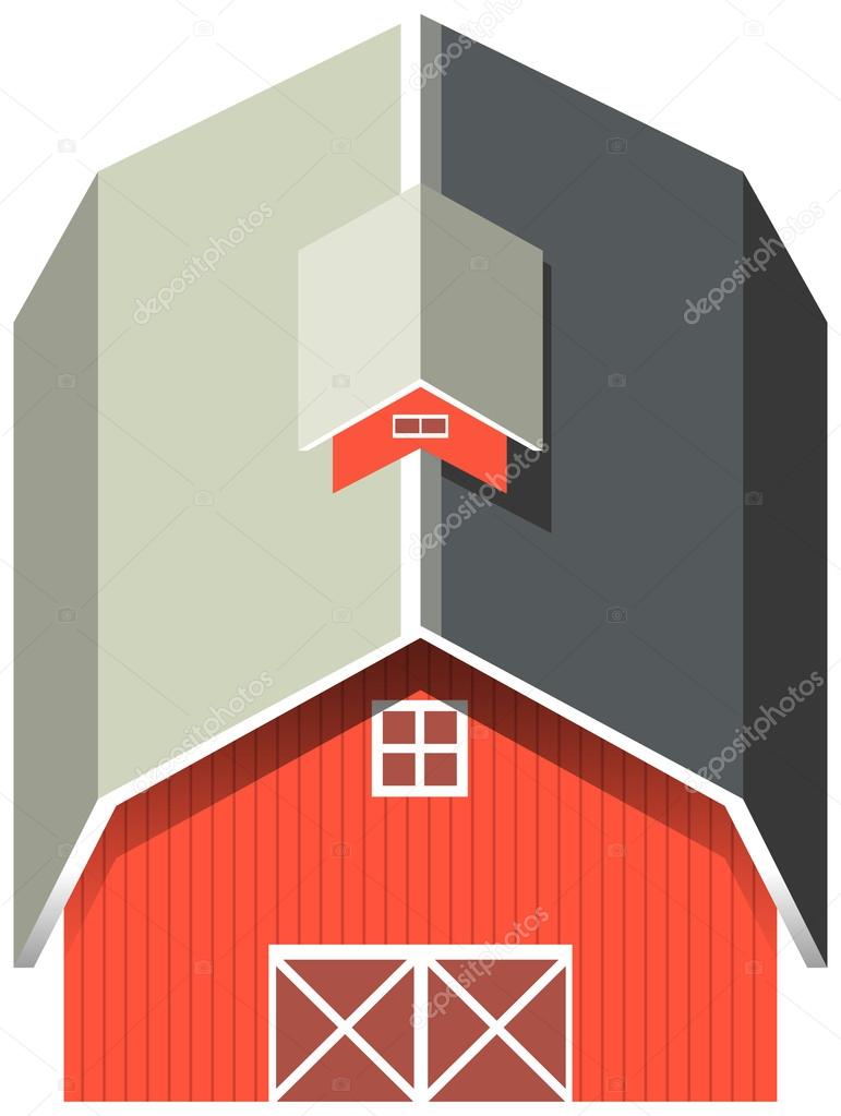 Granero rojo con techo gris — Vector de stock © blueringmedia #93073968