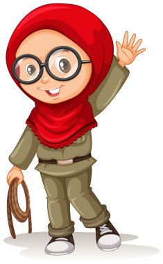 Kırmızı eşarp ile Müslüman kız