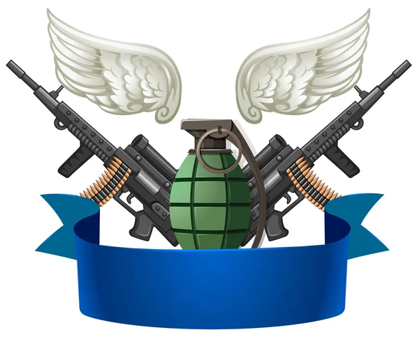 Emblema con armi e bombe — Vettoriale Stock