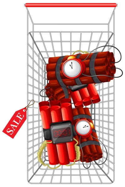 Timebomb in shopping cart — Stock Vector