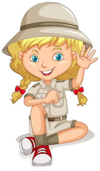 Bambina in uniforme scout — Vettoriale Stock