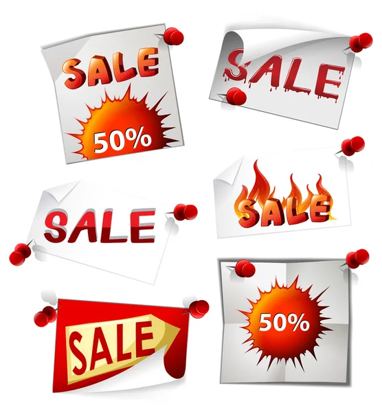 Different design of sale signs — Stock Vector