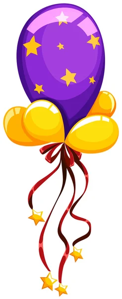 Purple balloon with red ribbon — Stock Vector