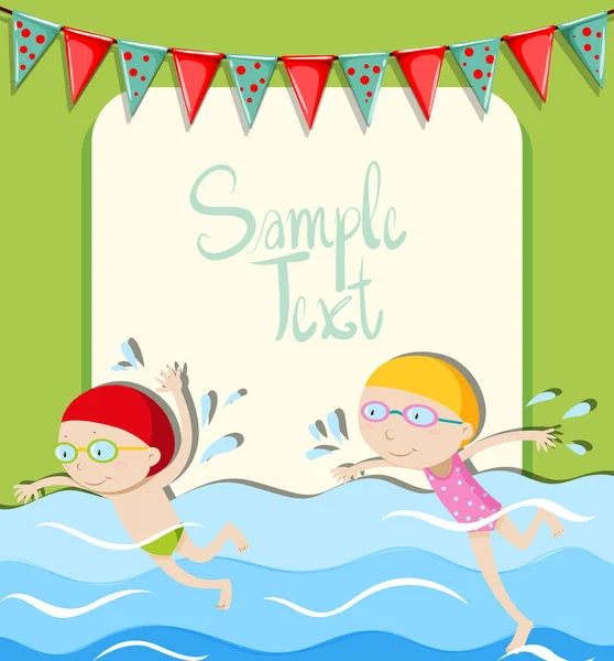 Girl and boy swimming — Stock Vector