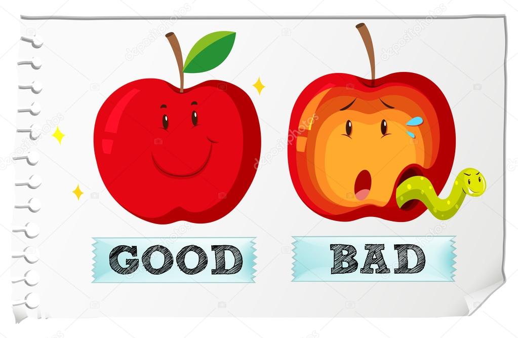 Opposite adjectives good and bad — Stock Vector © blueringmedia #93688540