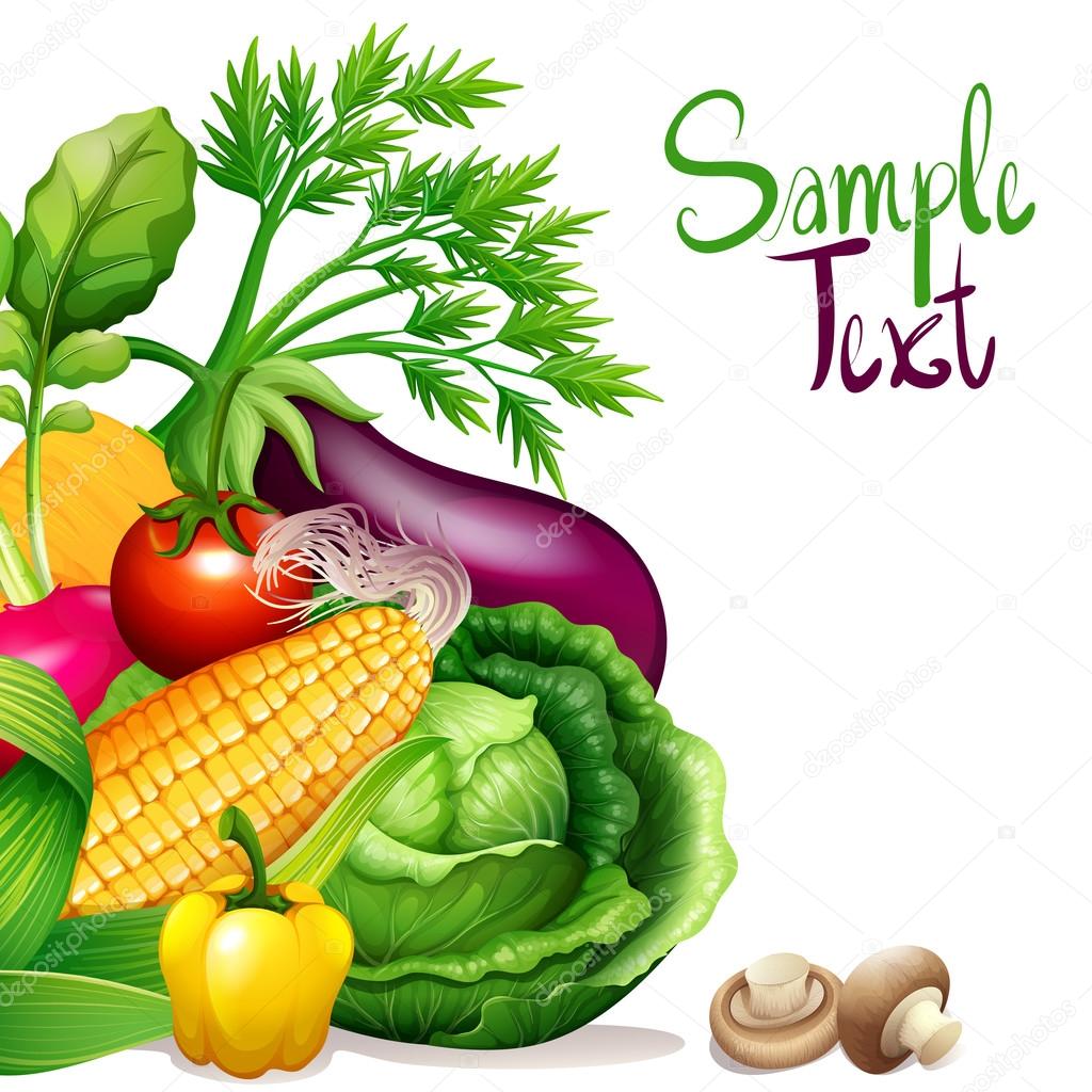 Fresh vegetables with sample text space