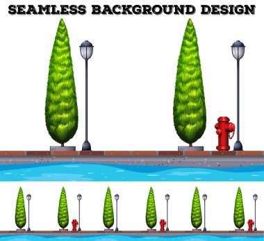 Yolda çam ağaçları ile sorunsuz arka plan