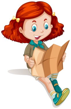 Küçük kız okuma harita