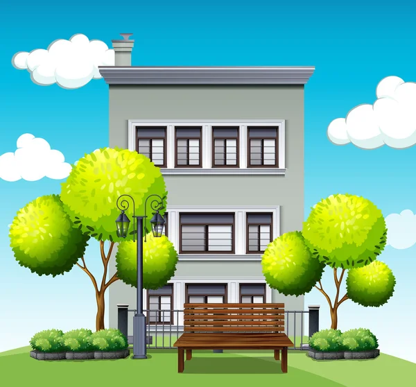 Apartment building behind the park — Stock Vector