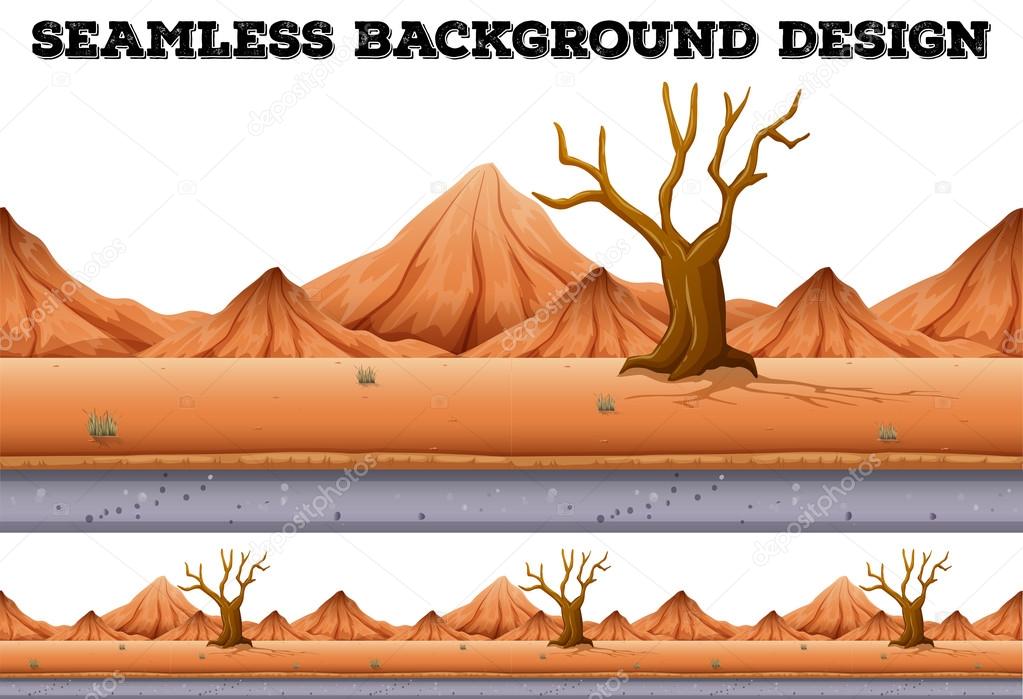 Seamless background design with tree and mountain