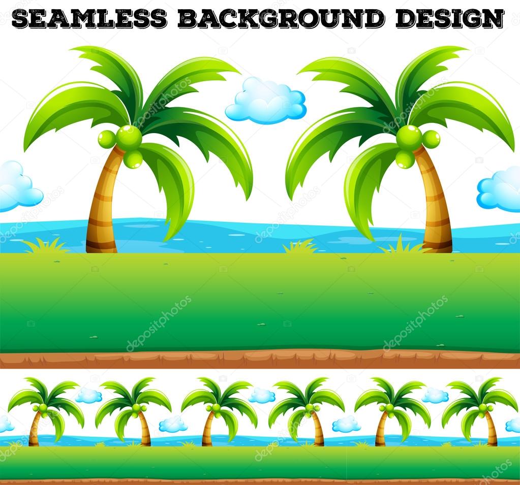Seamless background with coconut trees