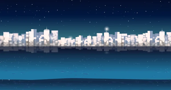 在夜间的城市建筑屋面 — 图库矢量图片