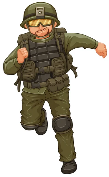 Man in military suit running — Stock Vector