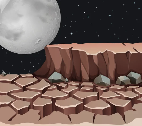 Scène de nature avec terre ferme pendant la nuit de pleine lune — Image vectorielle