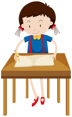 Küçük kız boş kitap yazma