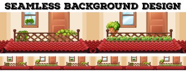 Balkon ve çatı ile sorunsuz arka plan tasarım