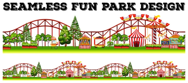Sömlös fun park design med många turer — Stock vektor