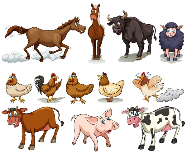 Diferentes tipos de animais de fazenda —  Vetores de Stock