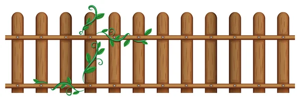 Wooden fence with vine — Stock Vector