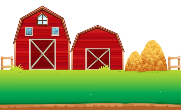 Red barns on the farm — Stock Vector