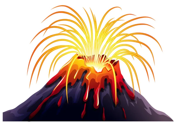 Erupción del volcán con lava caliente — Vector de stock