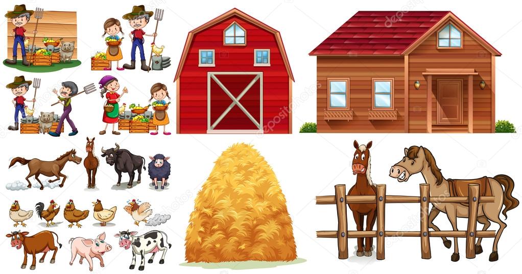 Farmers and animals on the farm