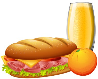 Sandviç ve portakal suyu