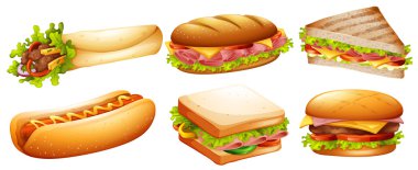 Different kind of fastfood clipart