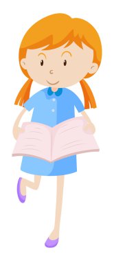Küçük kız kitap okuyor.