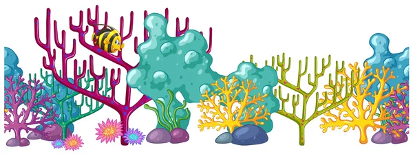 Nahtlose Fische schwimmen um das Korallenriff — Stockvektor